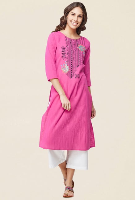 Global Desi Pink Printed Kurta Global Desi Pink Printed Kurta