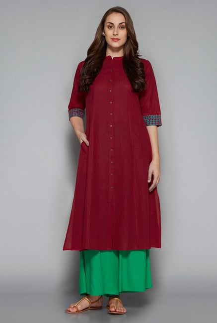 Utsa by Westside Maroon Solid Kurta Utsa by Westside Maroon Solid Kurta