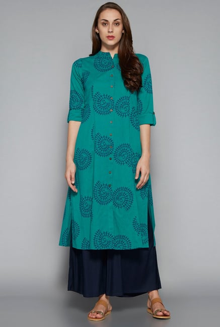 Utsa by Westside Teal Pure Cotton Kurta Utsa by Westside Teal Pure Cotton Kurta