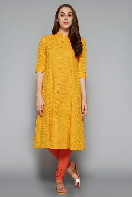 Utsa by Westside Yellow Textured Kurta Utsa by Westside Yellow Textured Kurta