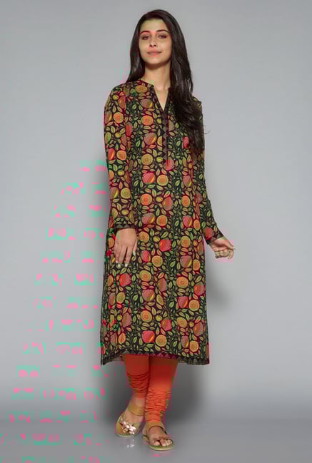 Utsa by Westside Black Floral Print Kurta Utsa by Westside Black Floral Print Kurta