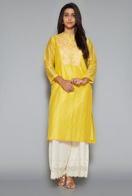 Zuba by Westside Yellow Embroidered Kurta Zuba by Westside Yellow Embroidered Kurta