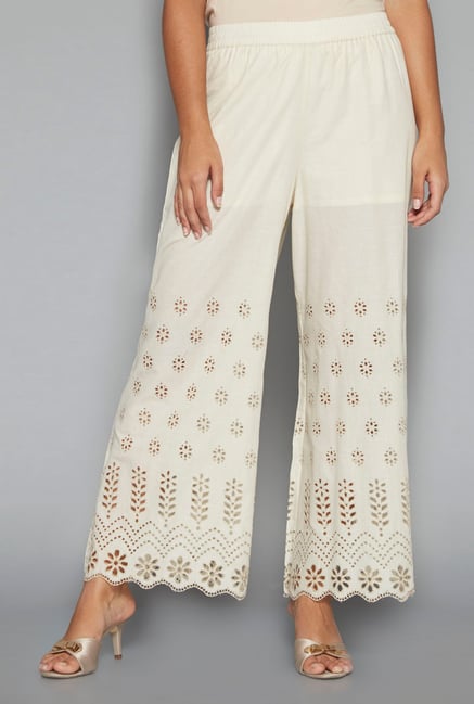 Zuba by Westside Off White Solid Palazzos Zuba by Westside Off White Solid Palazzos