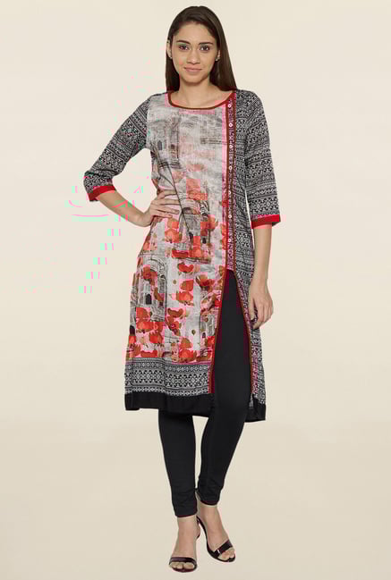 Globus Grey Printed Kurta Globus Grey Printed Kurta