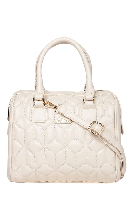 Addons Cream Quilted Duffle Handbag Addons Cream Quilted Duffle Handbag
