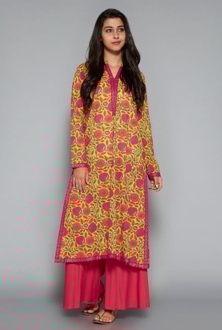 Utsa by Westside Yellow Pure Cotton Kurta Utsa by Westside Yellow Pure Cotton Kurta