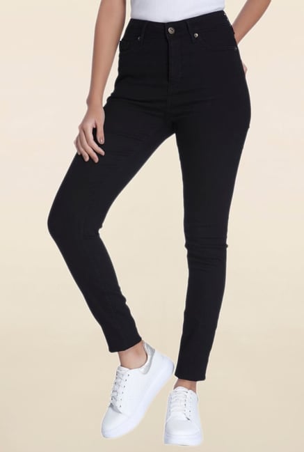 Vero Moda Black Raw Denim High Rise Slim Fit Jeans Vero Moda Black Raw Denim High Rise Slim Fit Jeans