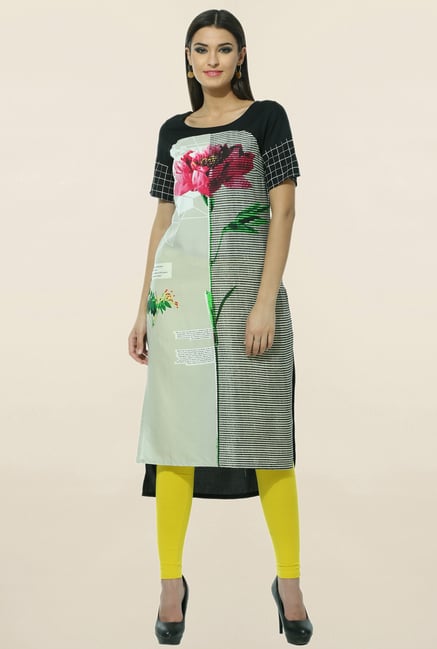 W Olive & Black Printed Kurta W Olive & Black Printed Kurta
