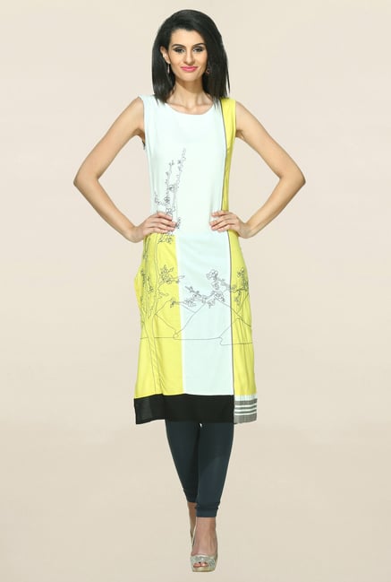W Blue & Yellow Printed Kurta W Blue & Yellow Printed Kurta