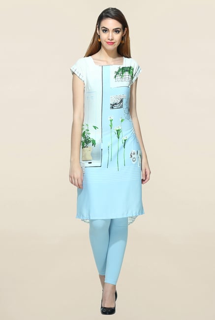 W Sky Blue Printed Kurta W Sky Blue Printed Kurta