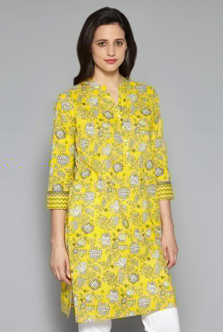 Utsa by Westside Yellow Floral Printed Kurta Utsa by Westside Yellow Floral Printed Kurta