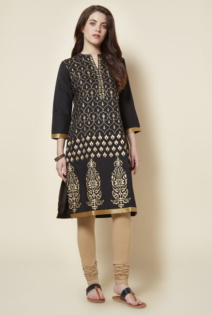 Zudio Black Printed Kurta Zudio Black Printed Kurta
