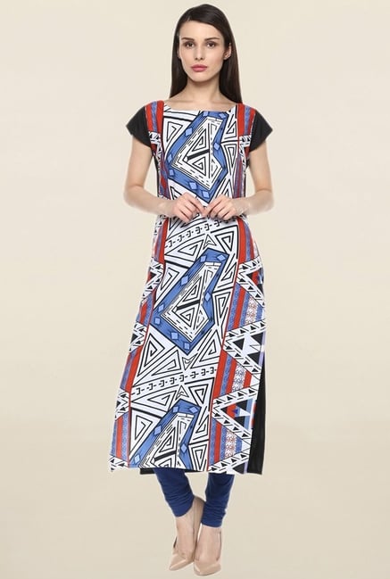 Ziyaa Multicolor Aztec Crepe Kurta Ziyaa Multicolor Aztec Crepe Kurta
