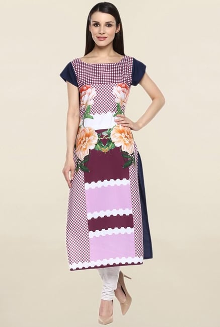 Ziyaa Multicolor Printed Crepe Kurta Ziyaa Multicolor Printed Crepe Kurta