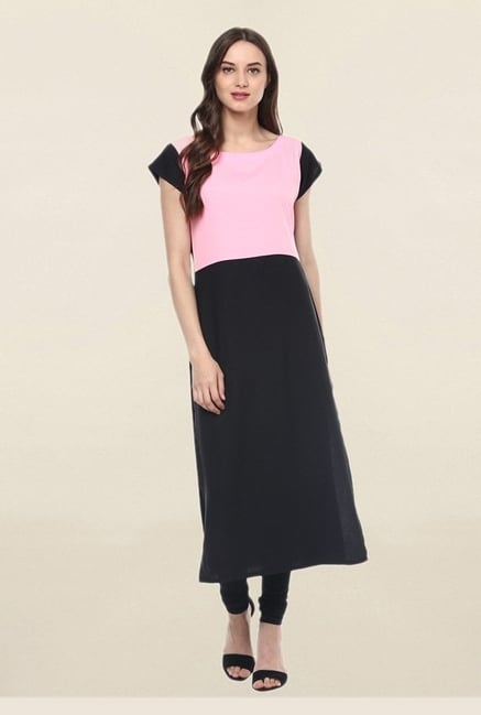 Ziyaa Black Solid Crepe Kurta Ziyaa Black Solid Crepe Kurta