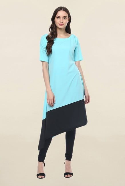 Ziyaa Turquoise Solid Crepe Kurta Ziyaa Turquoise Solid Crepe Kurta