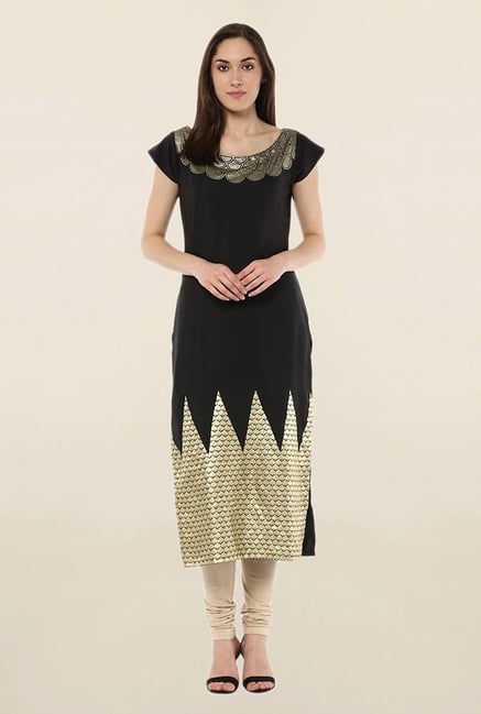 Ziyaa Black Printed Crepe Kurta Ziyaa Black Printed Crepe Kurta