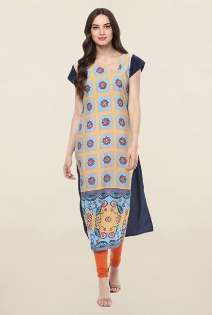 Ziyaa Multicolor Printed Crepe Kurta Ziyaa Multicolor Printed Crepe Kurta