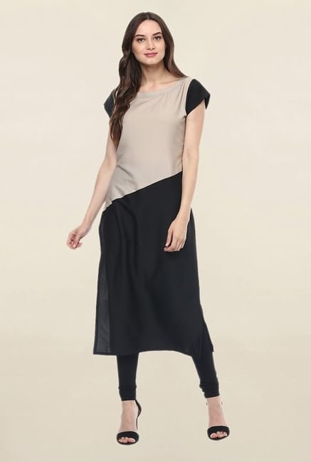 Ziyaa Black Solid Crepe Kurta Ziyaa Black Solid Crepe Kurta