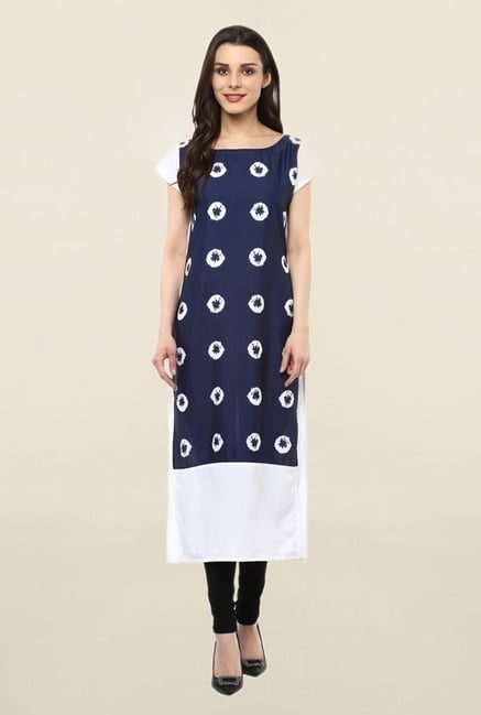 Ziyaa Navy Printed Crepe Kurta Ziyaa Navy Printed Crepe Kurta
