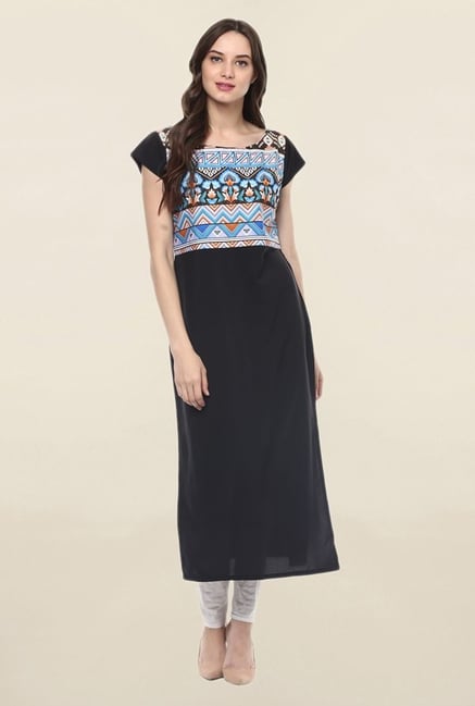 Ziyaa Black Printed Crepe Kurta Ziyaa Black Printed Crepe Kurta
