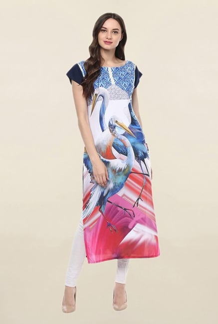 Ziyaa Multicolor Printed Crepe Kurta Ziyaa Multicolor Printed Crepe Kurta