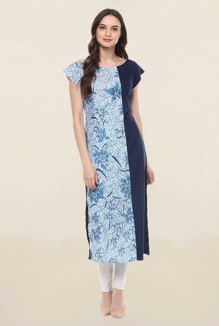 Ziyaa Blue Printed Crepe Kurta Ziyaa Blue Printed Crepe Kurta