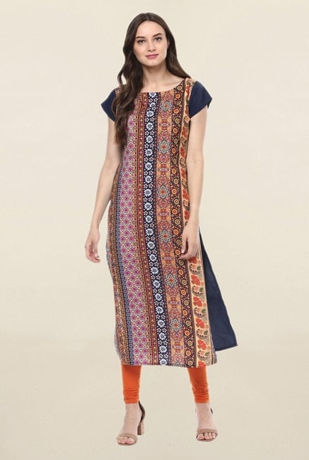 Ziyaa Multicolor Printed Crepe Kurta Ziyaa Multicolor Printed Crepe Kurta