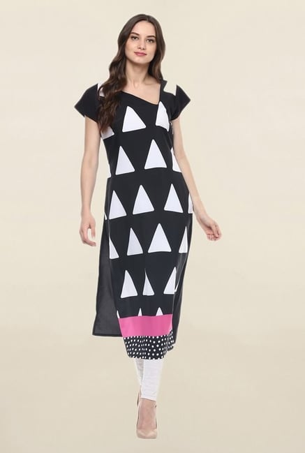 Ziyaa Black Printed Crepe Kurta Ziyaa Black Printed Crepe Kurta