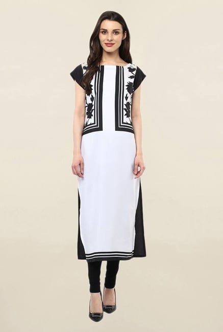 Ziyaa White Printed Crepe Kurta Ziyaa White Printed Crepe Kurta