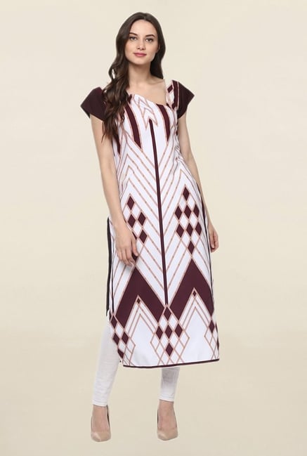 Ziyaa White Printed Crepe Kurta Ziyaa White Printed Crepe Kurta