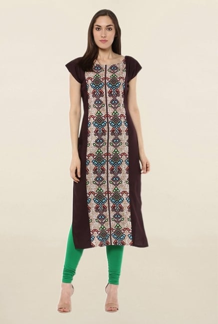 Ziyaa Brown Printed Crepe Kurta Ziyaa Brown Printed Crepe Kurta
