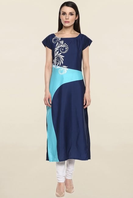 Ziyaa Navy Printed Crepe Kurta Ziyaa Navy Printed Crepe Kurta