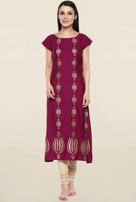 Ziyaa Magenta Printed Crepe Kurta Ziyaa Magenta Printed Crepe Kurta
