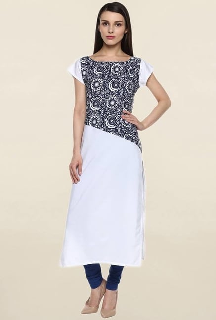 Ziyaa White Printed Crepe Kurta Ziyaa White Printed Crepe Kurta