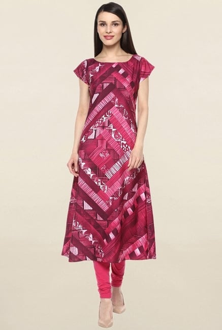 Ziyaa Pink Aztec Crepe Kurta Ziyaa Pink Aztec Crepe Kurta