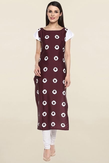 Ziyaa Maroon Printed Crepe Kurta Ziyaa Maroon Printed Crepe Kurta