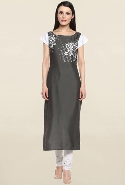 Ziyaa Grey Printed Crepe Kurta Ziyaa Grey Printed Crepe Kurta