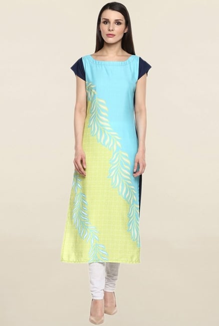 Ziyaa Blue Printed Crepe Kurta Ziyaa Blue Printed Crepe Kurta