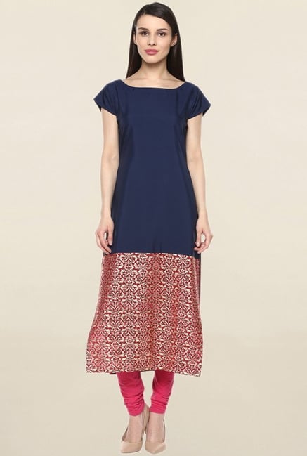 Ziyaa Navy Printed Crepe Kurta Ziyaa Navy Printed Crepe Kurta