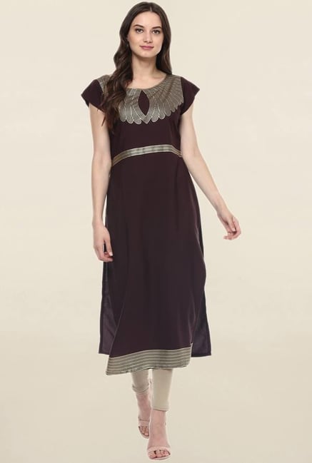 Ziyaa Maroon Printed Crepe Kurta Ziyaa Maroon Printed Crepe Kurta