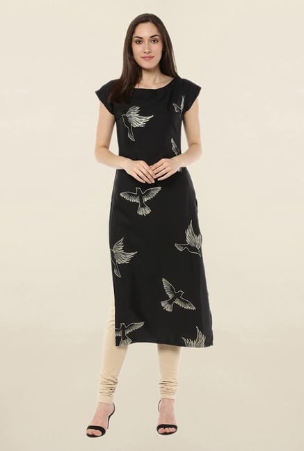 Ziyaa Black Printed Crepe Kurta Ziyaa Black Printed Crepe Kurta
