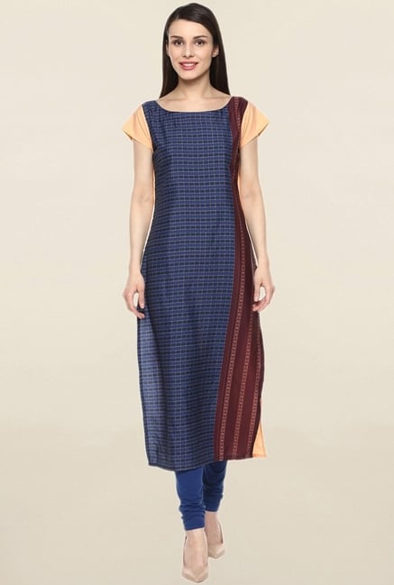 Ziyaa Blue Printed Crepe Kurta Ziyaa Blue Printed Crepe Kurta