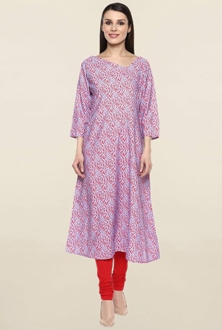Ziyaa Red Printed Crepe Kurta Ziyaa Red Printed Crepe Kurta