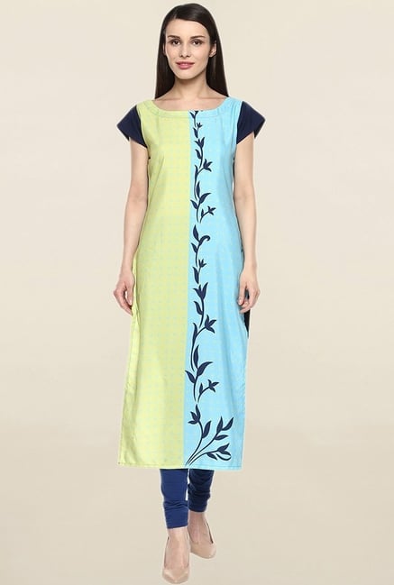 Ziyaa Blue Printed Crepe Kurta Ziyaa Blue Printed Crepe Kurta