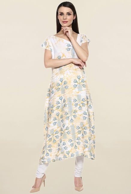 Ziyaa Yellow Printed Crepe Kurta Ziyaa Yellow Printed Crepe Kurta
