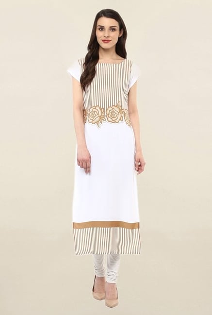 Ziyaa White Printed Crepe Kurta Ziyaa White Printed Crepe Kurta