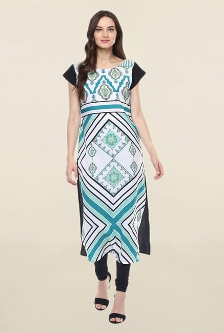 Ziyaa White Printed Crepe Kurta Ziyaa White Printed Crepe Kurta