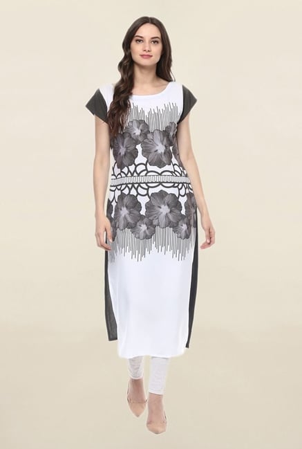 Ziyaa White Printed Crepe Kurta Ziyaa White Printed Crepe Kurta