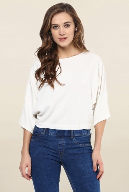 Miss Chase White Solid Top Miss Chase White Solid Top